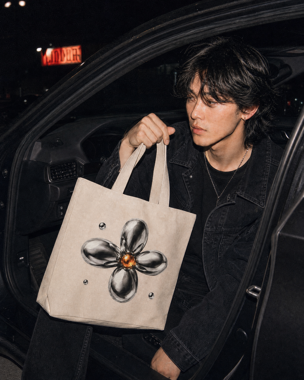 THOTHER Liquid Flower Canvas Tote