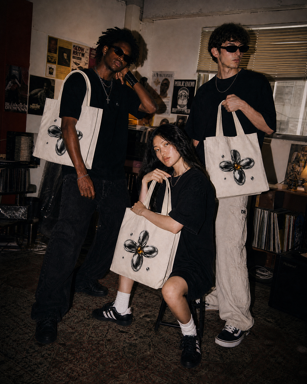 THOTHER Liquid Flower Canvas Tote